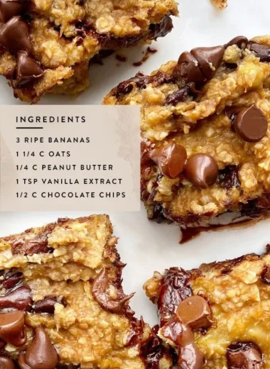 Delicious homemade 4 Ingredient Peanut Butter Banana Bars on a plate