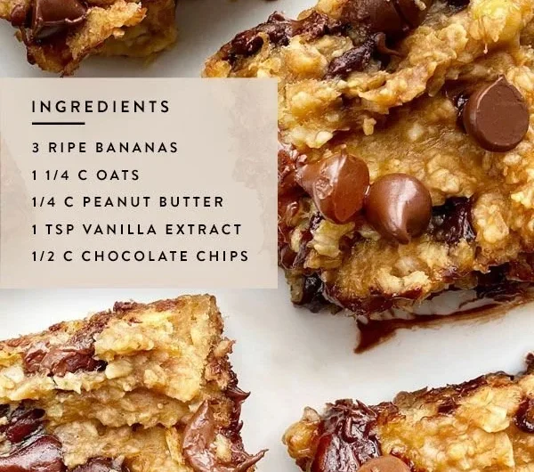 Delicious homemade 4 Ingredient Peanut Butter Banana Bars on a plate