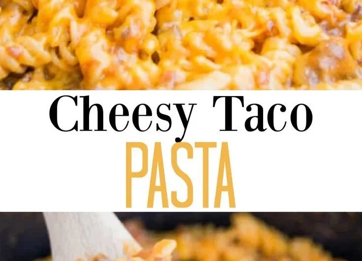 Delicious Cheesy Taco Pasta served in a bowl with toppings