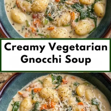 Creamy vegetarian gnocchi soup served in a bowl with fresh herbs.