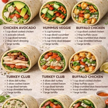 Healthy high-protein lunch wraps filled with fresh ingredients