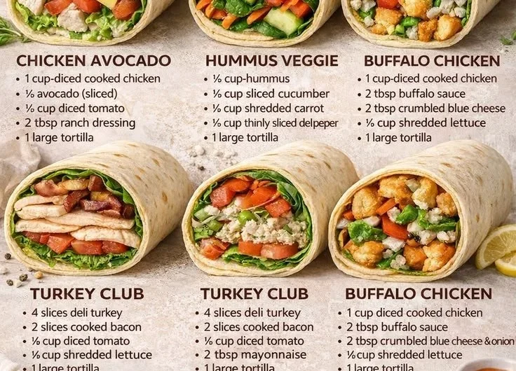 Healthy high-protein lunch wraps filled with fresh ingredients