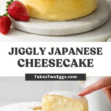 Light and fluffy Japanese Cotton Cheesecake served on a plate