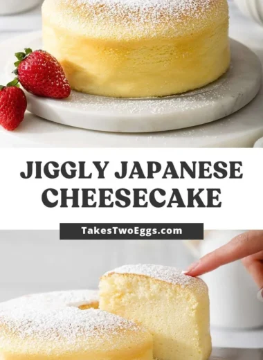 Light and fluffy Japanese Cotton Cheesecake served on a plate