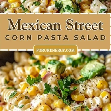 Serving of Mexican Street Corn Pasta Salad with fresh ingredients