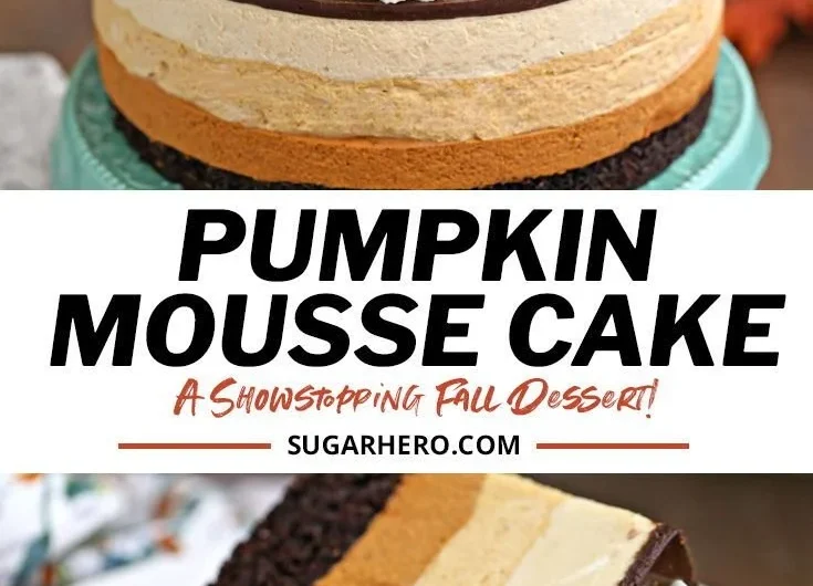 Delicious Pumpkin Chocolate Mousse Cake topped with chocolate and cream
