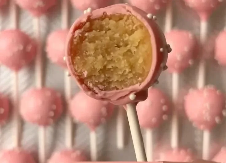 Delicious homemade Starbucks birthday cake pop imitation with colorful sprinkles.