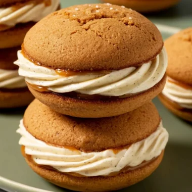 Delicious Apple Cider Whoopie Pies on a decorative plate