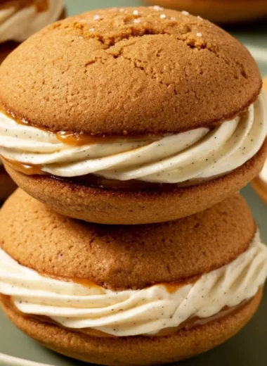 Delicious Apple Cider Whoopie Pies on a decorative plate