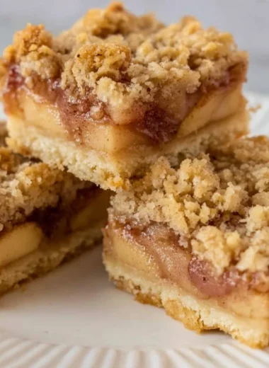 Freshly baked apple pie bars with a golden crust and apple filling