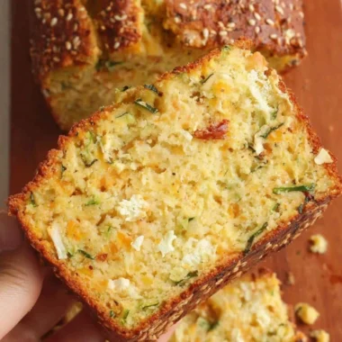 Delicious cheesy zucchini bread fresh out of the oven
