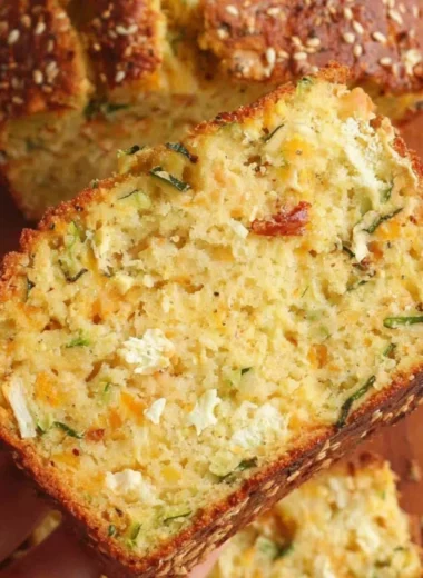 Delicious cheesy zucchini bread fresh out of the oven