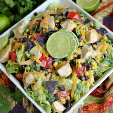 Cozy Tex-Mex Chopped Chicken Salad with fresh veggies and zesty dressing