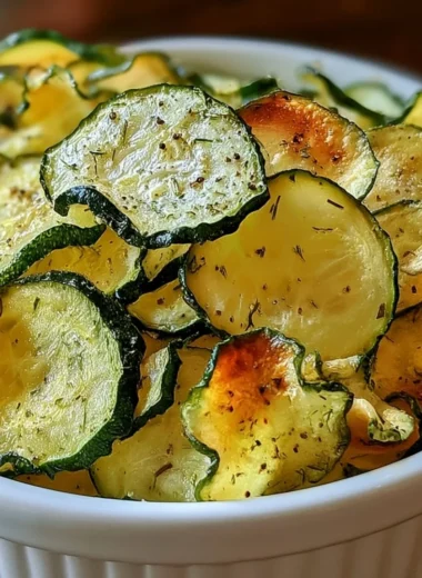 Crunchy ranch cucumber chips served in a bowl for a healthy snack option