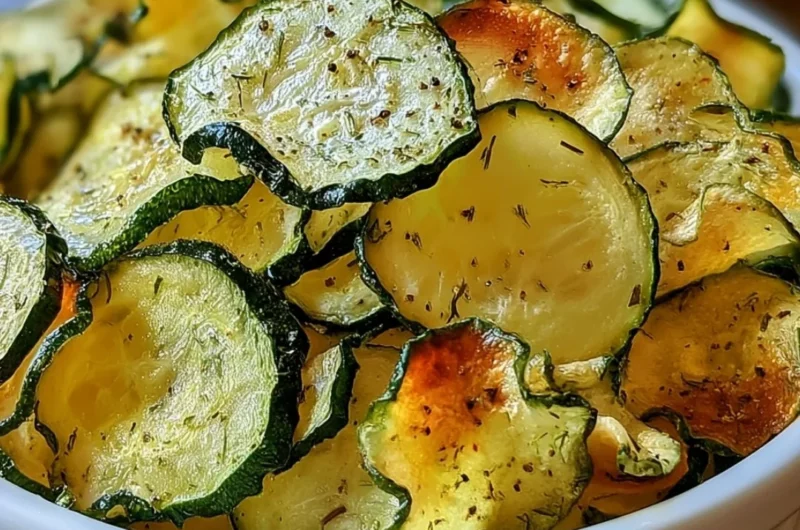Crunchy ranch cucumber chips served in a bowl for a healthy snack option