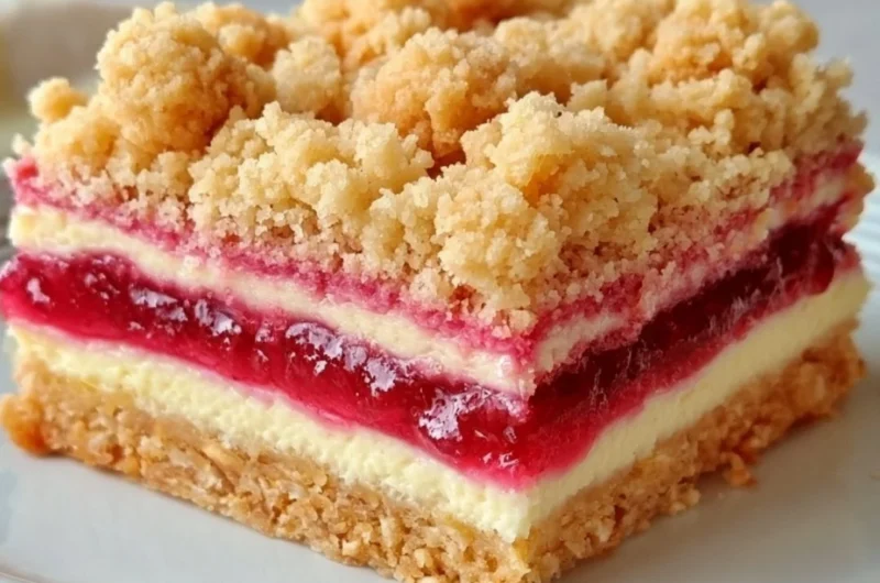 Delicious rhubarb cream cheese bars served on a plate, perfect for any celebration.