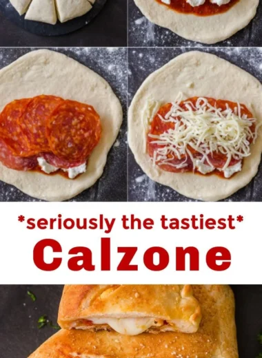Homemade easy calzones filled with cheese and vegetables