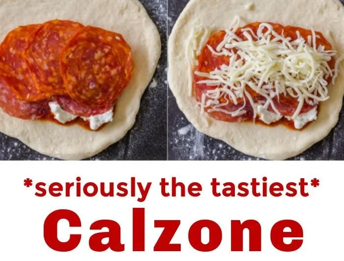 Homemade easy calzones filled with cheese and vegetables
