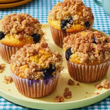 Extra big blueberry muffins with fresh blueberries on top