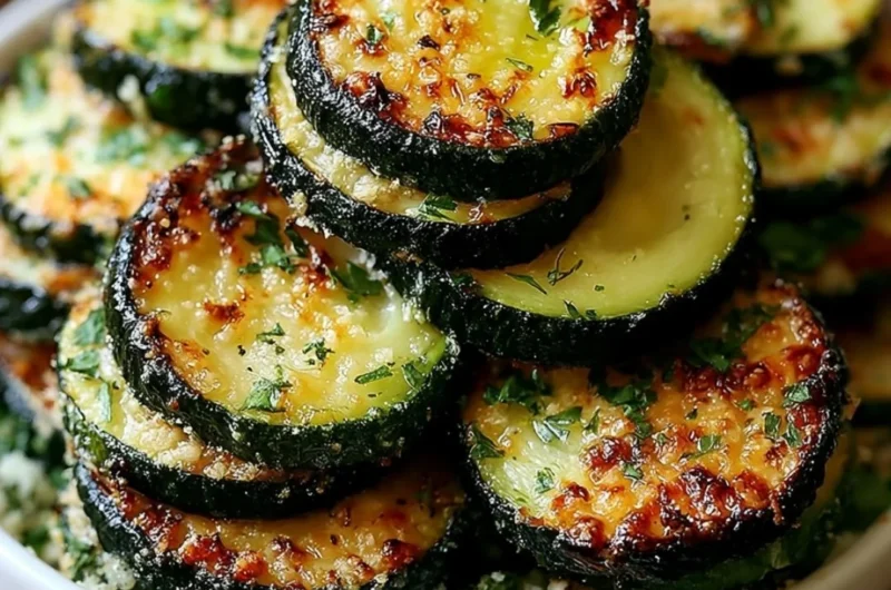 Oven-roasted garlic parmesan zucchini, golden and crunchy, served as a side dish