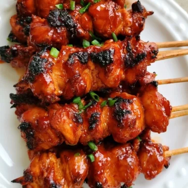 Delicious Korean chicken skewers marinated and grilled to perfection