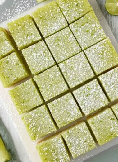 Delicious lime bars with a zesty topping and buttery crust.