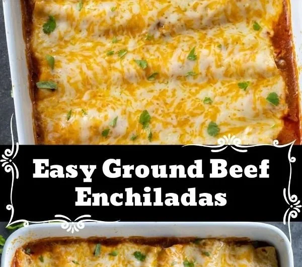 Plate of flavorful meaty enchiladas topped with cheese and spices