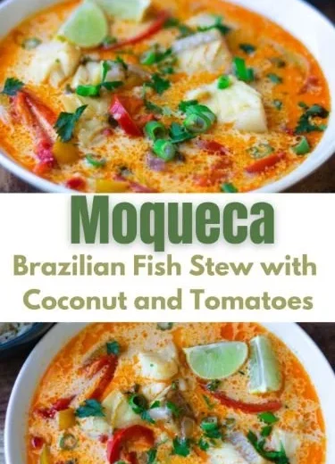 Delicious Moqueca, a traditional Brazilian fish stew served in a vibrant bowl.
