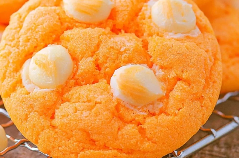 Baked orange creamsicle cookies with a creamy frosting.