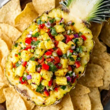 Delicious pineapple salsa made with fresh ingredients and vibrant colors.