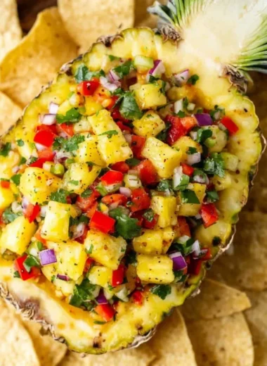 Delicious pineapple salsa made with fresh ingredients and vibrant colors.