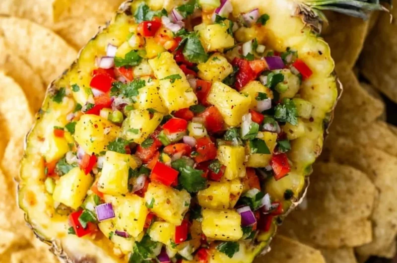 Delicious pineapple salsa made with fresh ingredients and vibrant colors.