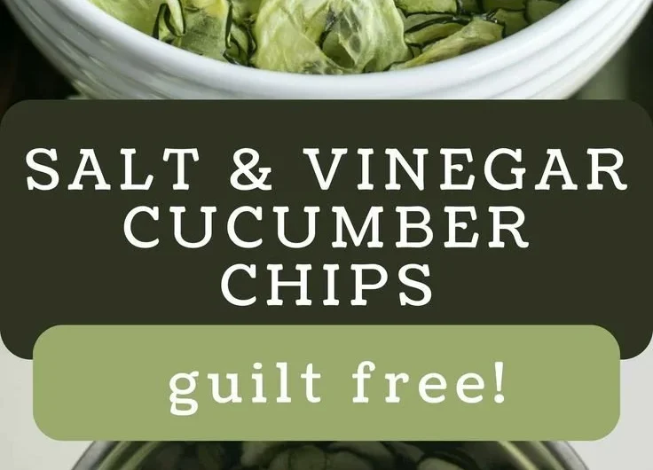 Delicious salt and vinegar cucumber chips served in a bowl