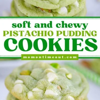 Soft and chewy pistachio cookies on a cooling rack.