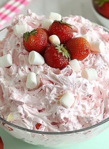 Delicious Strawberry Fluff Salad served in a bowl