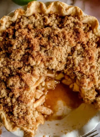Homemade Dutch apple pie with all-butter crust and crunchy crumble topping