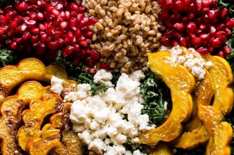 Autumn Harvest Salad with pomegranates and seasonal ingredients