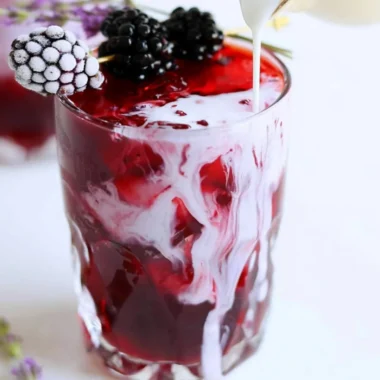 Delicious Blackberry Tea Iced Tea Latte in a glass