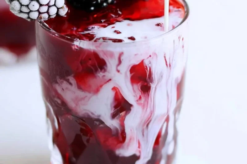 Delicious Blackberry Tea Iced Tea Latte in a glass