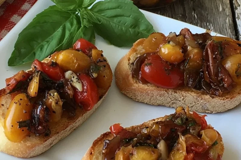 Cozy bruschetta in a jar, perfect for meals and entertaining.