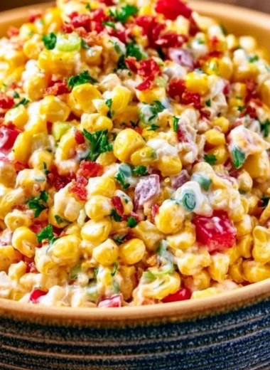 Delicious cozy crack corn salad served in a bowl