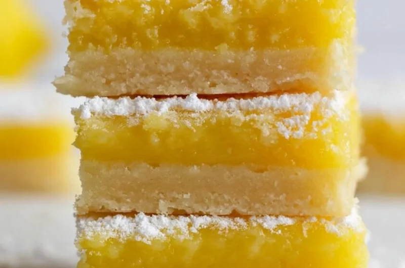Delicious homemade lemon bars with a fluffy texture and zesty lemon topping