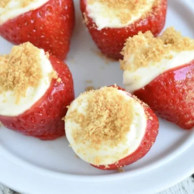 No-bake strawberry cheesecake bites arranged on a platter for a sweet dessert
