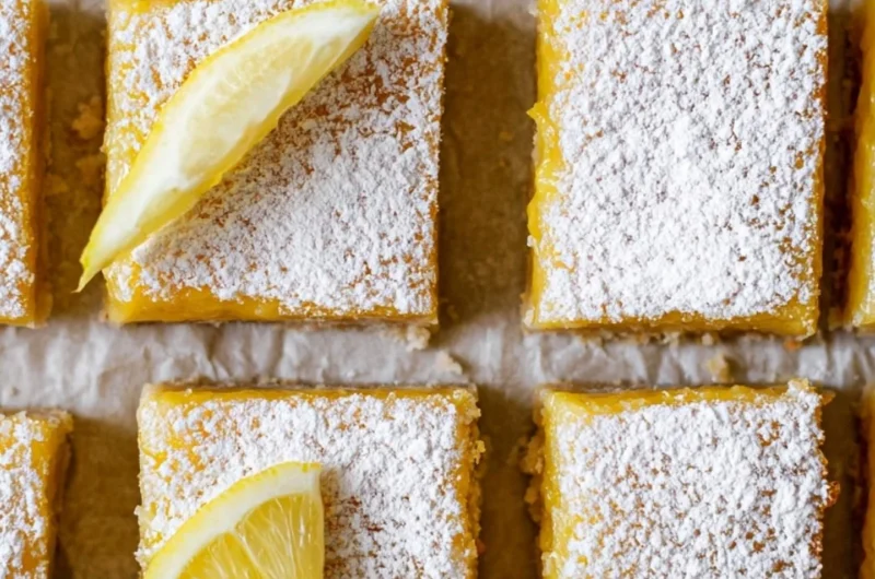 Delicious homemade super easy lemon bars on a white plate