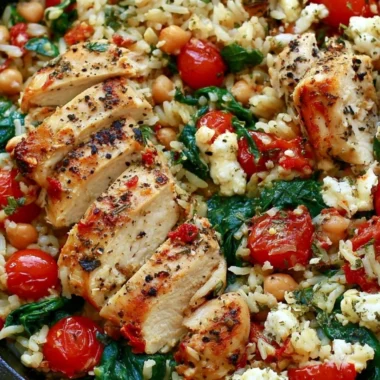 Cozy chicken and lemon rice bowl garnished with fresh herbs.