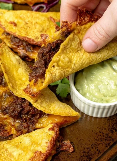 Delicious crispy beef tacos served with fresh toppings and garnishes.