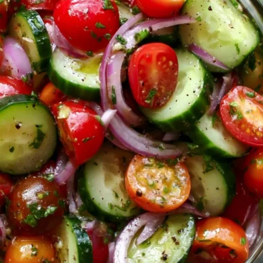 Fresh Cucumber Tomato Salad with herbs and dressing