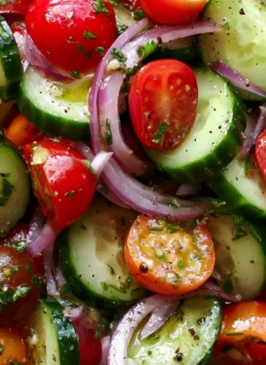 Fresh Cucumber Tomato Salad with herbs and dressing