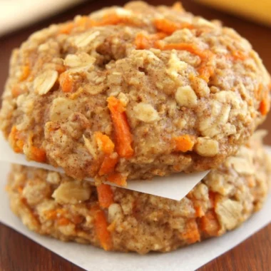 Healthy carrot cake oatmeal cookies with nuts and spices on a wooden table