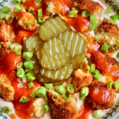 Delicious Nashville Hot Chicken Dip served in a dish with toppings